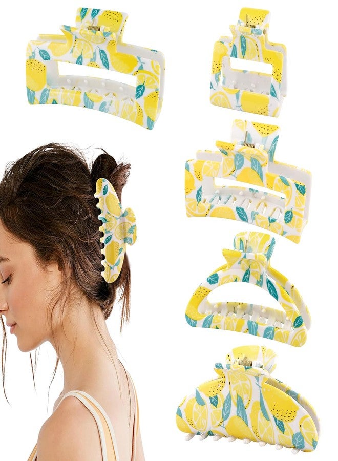 Hapdoo 5pcs Square Lemon Print Hair Clips, Hapdoo Yellow Fruit Hair Clips Lemon Hair Accessories, Fun Hair Decorative Claw Clip for Women Girls - Image 1