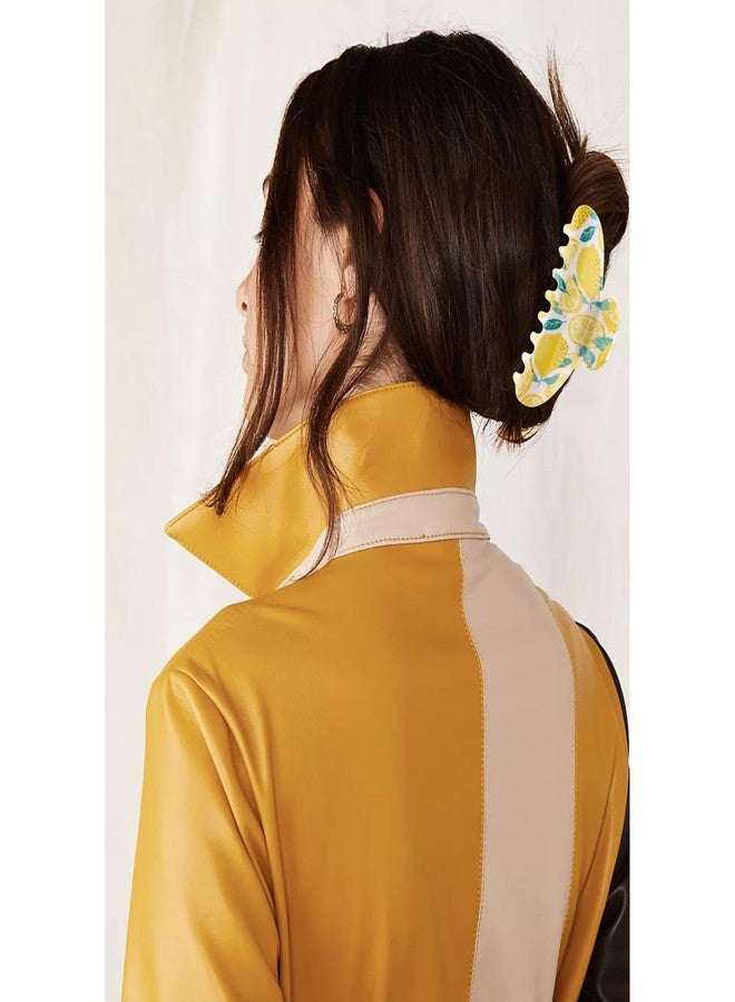 Hapdoo 5pcs Square Lemon Print Hair Clips, Hapdoo Yellow Fruit Hair Clips Lemon Hair Accessories, Fun Hair Decorative Claw Clip for Women Girls - Image 4