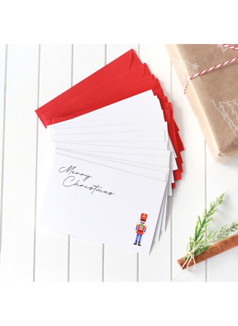 Bimotif - New Year's nutcracker figure card set with envelope, Merry Christmas 12 pieces (Red) - Image 1