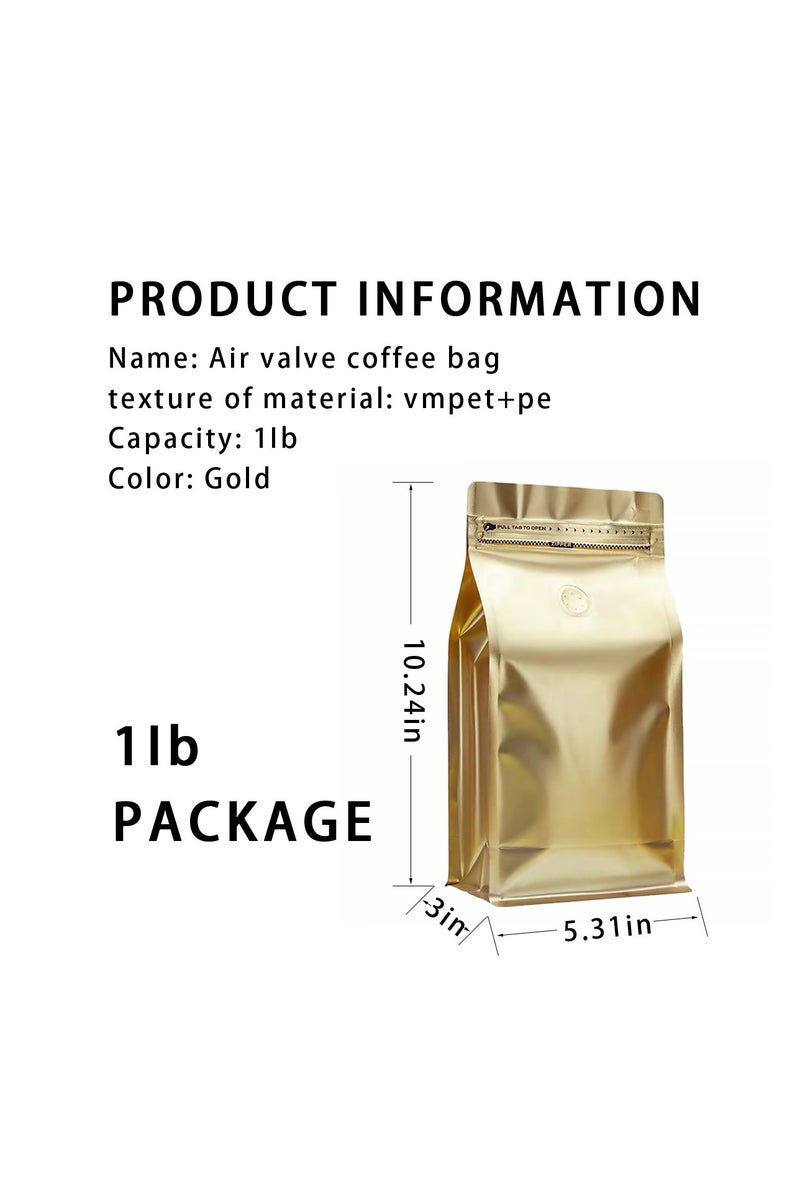 ACYYH 10 pcs Eight Sided Sealed Coffee Bag Air Valve Aluminum Foil Tea Bag Coffee Beans Self-Contained Sealed Coffee Powder Self-Sealing Bag - Image 2