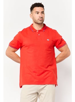 LEE Men Regular Fit Embroidered Logo Short Sleeves Polo Shirt, Red  - Image 1