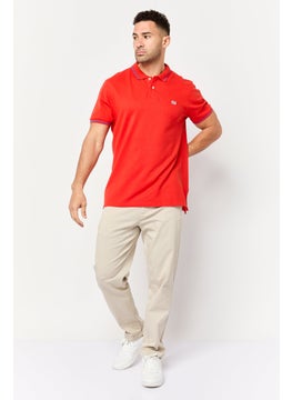 LEE Men Regular Fit Embroidered Logo Short Sleeves Polo Shirt, Red  - Image 4