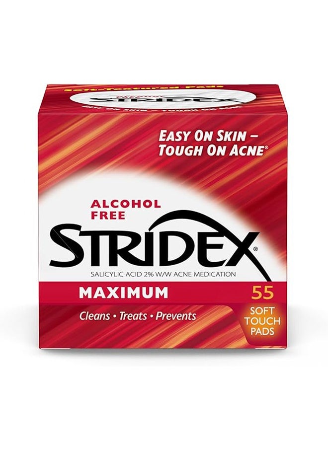 Stridex 55 Pads Maximum Strength Medicated Acne Pads, for Face Acne Reduce, Acne Spot Healing Patch  - Image 2