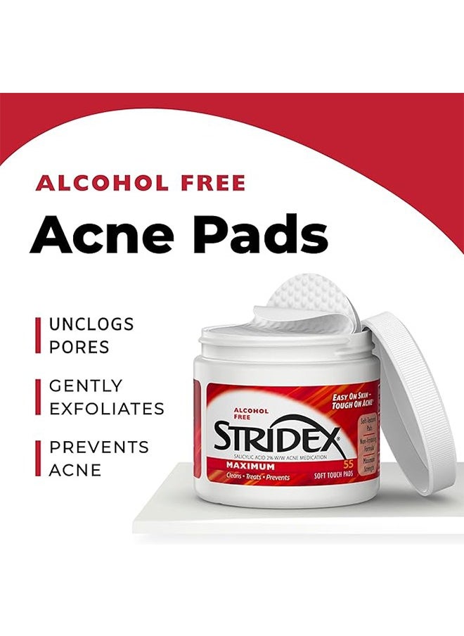 Stridex 55 Pads Maximum Strength Medicated Acne Pads, for Face Acne Reduce, Acne Spot Healing Patch  - Image 4
