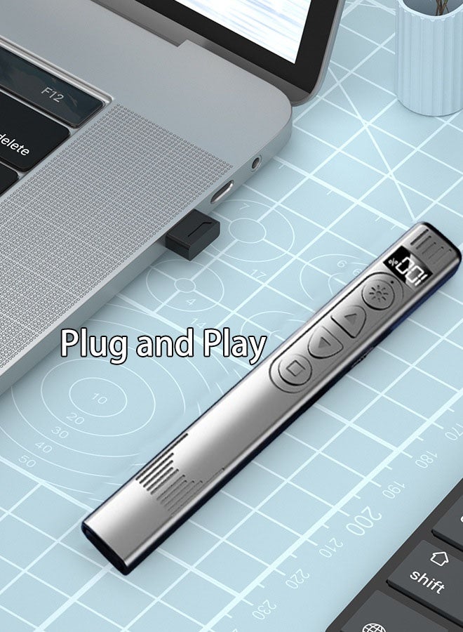 Hanayo قلم عرض لاسلكي USB 2.4GHz قابل لإعادة الشحن للتحكم عن بُعد في عرض PowerPoint لجهاز الكمبيوتر MAC Laptop (أسود) - Image 5