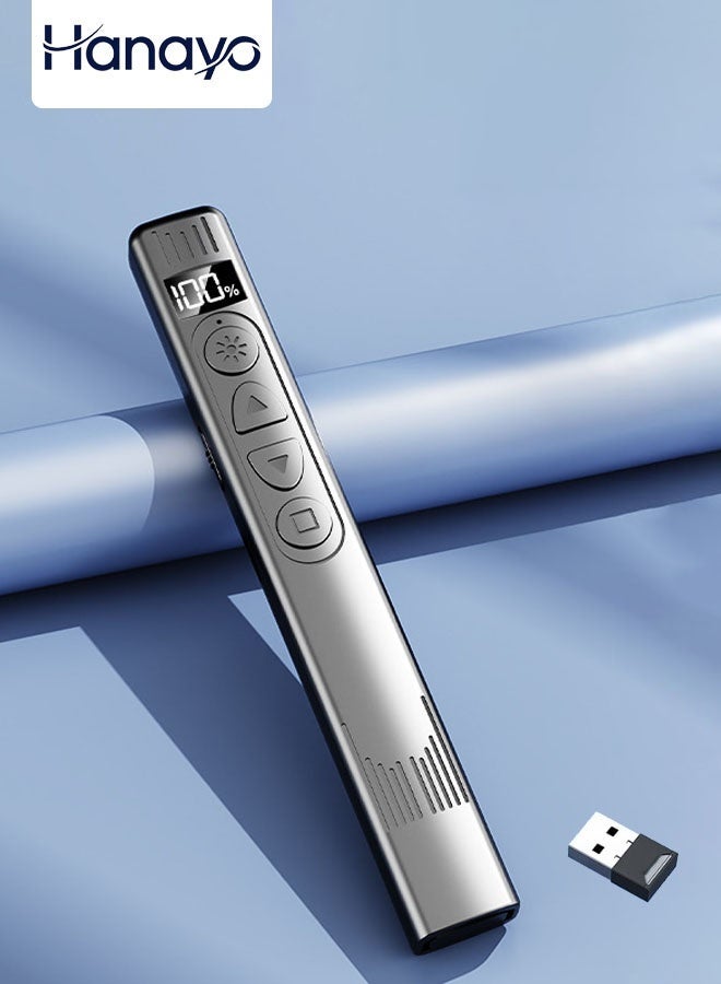 Hanayo قلم عرض لاسلكي USB 2.4GHz قابل لإعادة الشحن للتحكم عن بُعد في عرض PowerPoint لجهاز الكمبيوتر MAC Laptop (أسود) - Image 1