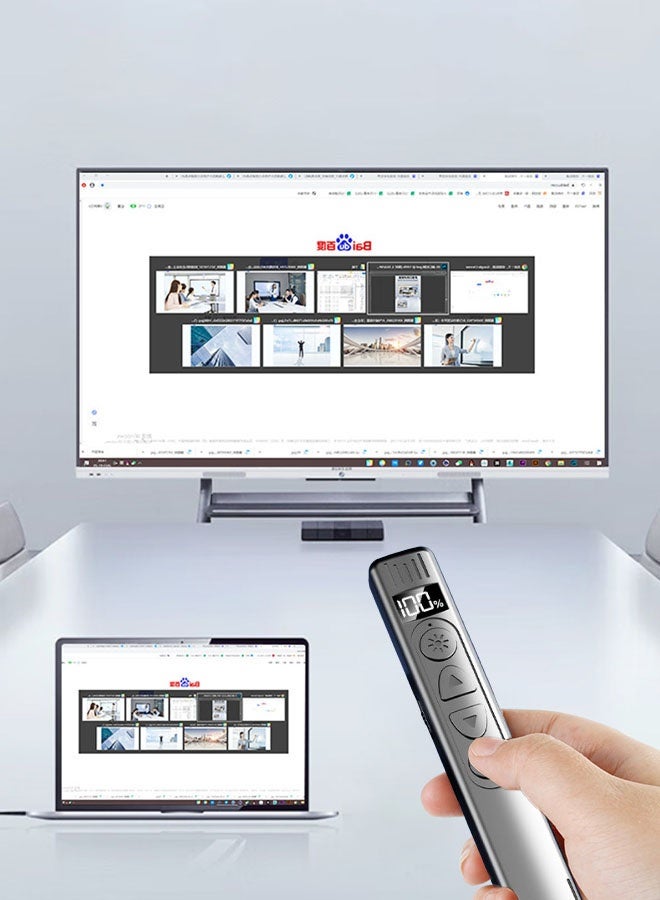 Hanayo قلم عرض لاسلكي USB 2.4GHz قابل لإعادة الشحن للتحكم عن بُعد في عرض PowerPoint لجهاز الكمبيوتر MAC Laptop (أسود) - Image 2