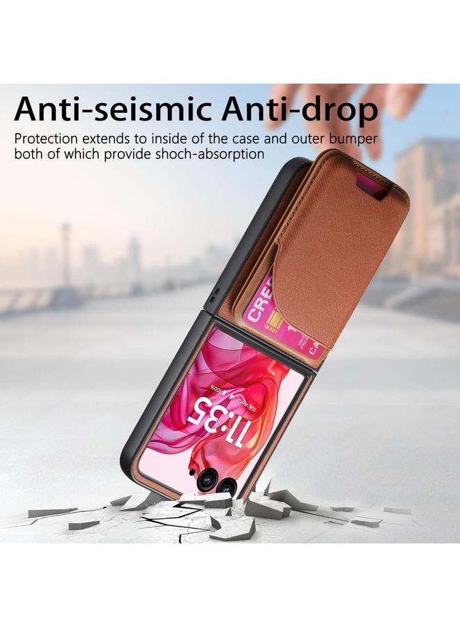 S-TOP Case For Motorola Razr 40 Ultra Twill Fabric Leather Skin Card Bag Magnetic Back Phone Case - Image 5