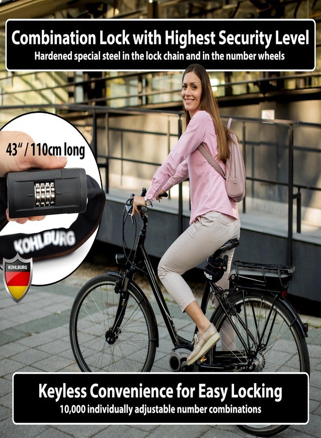 KOHLBURG Security Chain Lock with Number Combination - Secure Bicycle Lock 120 cm Long and 8 mm Thick - for Bicycle & Ebike with Number Code - Highest Security - Lock with Number Code - Image 2