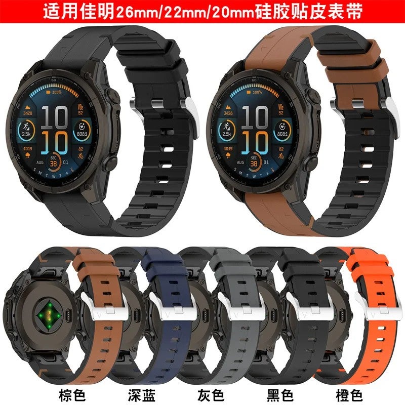 Bluejw 20/22/26mm Quick Release Watch Band for Garmin Fenix 8 - Silicone Leather Breathable Adjustable Replacement Strap - Image 3