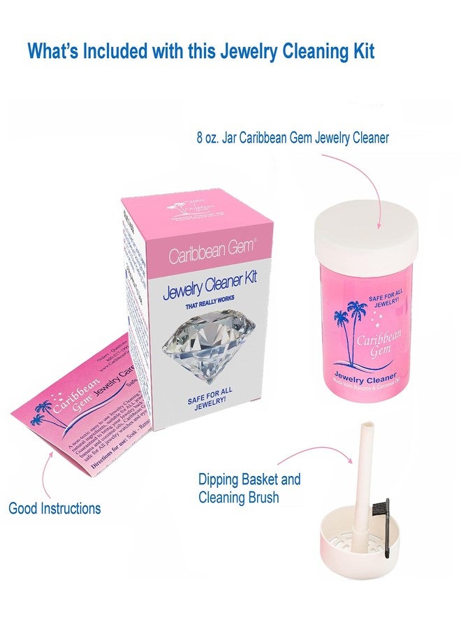 Caribbean Gem All Purpose Jewelry Cleaner Kit w/8oz Cleaning Solution, Basket & Brush - Jewelry Cleaner Kit for Gold, Silver, Diamonds, Rings, Gems & Precious Stones - Image 3