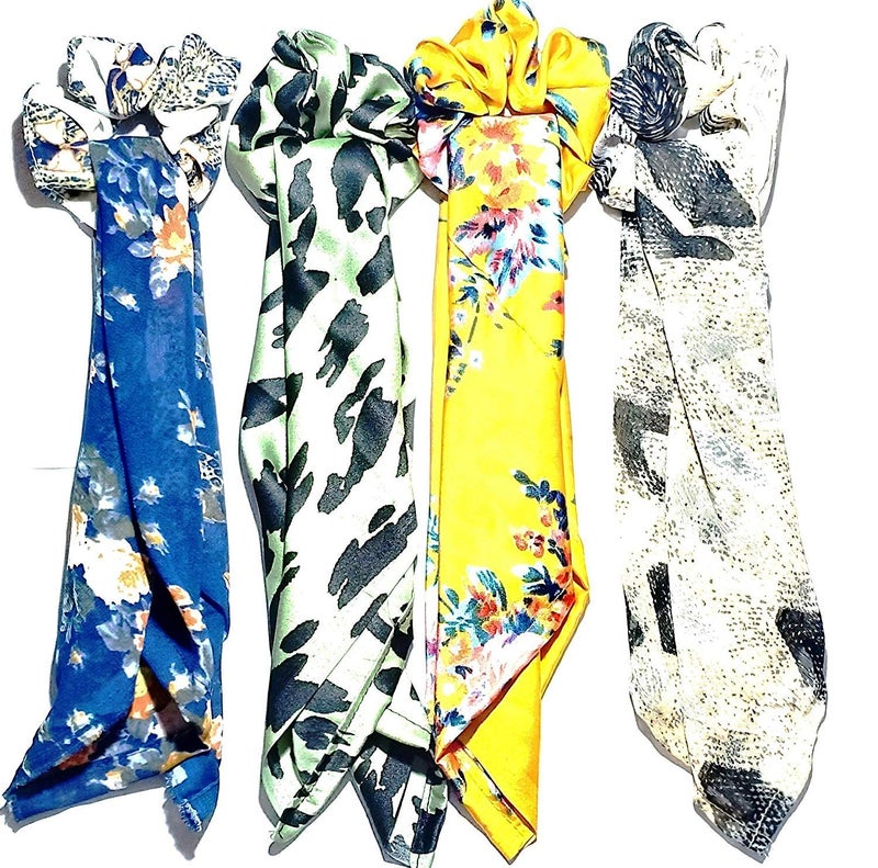 Drishti® Hair Bands Scrunchy Elastic Satin fabric for Women or Girls Multi-color Pack of-3 (Random Assorted Color And Print) - Image 2