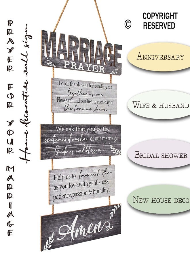 Buecasa Marriage Rustic Sign with 5pcs Panels Strung Together - Bridal Shower Gift for Couples Wife Husband - Christian Religious Inspiring Home Decor Newlywed - Image 2