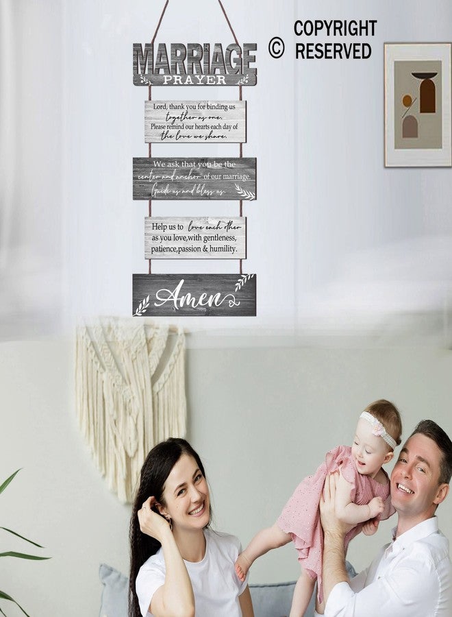 Buecasa Marriage Rustic Sign with 5pcs Panels Strung Together - Bridal Shower Gift for Couples Wife Husband - Christian Religious Inspiring Home Decor Newlywed - Image 5
