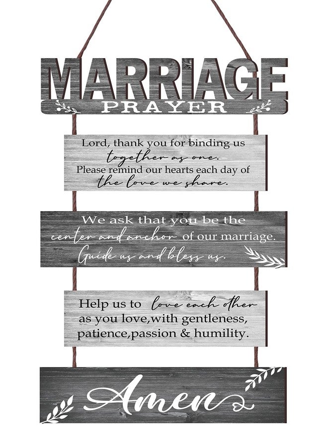 Buecasa Marriage Rustic Sign with 5pcs Panels Strung Together - Bridal Shower Gift for Couples Wife Husband - Christian Religious Inspiring Home Decor Newlywed - Image 1