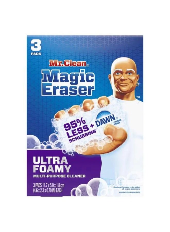 كلين عبوة من 3 قطع: إسفنجة تنظيف "ماجيك إريزر" (Magic Eraser) فائقة الرغوة ومتعددة الاستخدامات - لون أبيض - Image 1