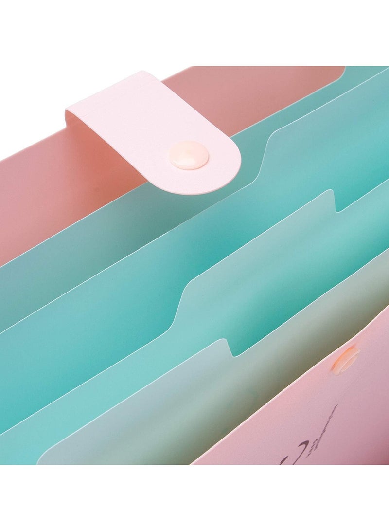 Cool Baby Expandable Portable Hand-Held Accordion File Document Folder Cute Smiling Face Student File Organizer A4 And Letter Size 5 Pockets Light (Pink) - Image 3