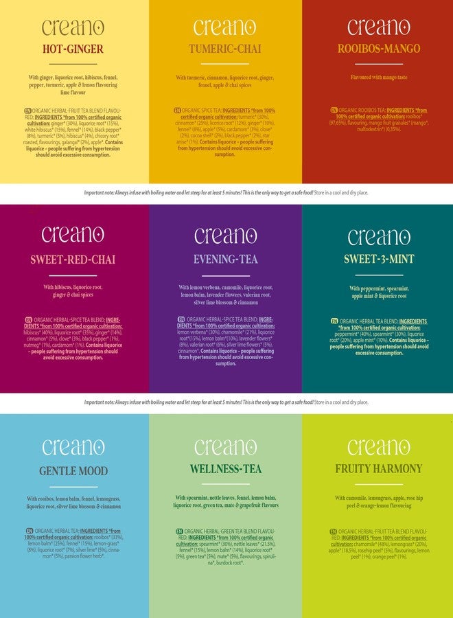 Creano Organic Herbal Tea Sampler Gift Set - Tea Gift Box - 27 Organic Tea Bags in 9 Different Varieties 54 g - Image 4