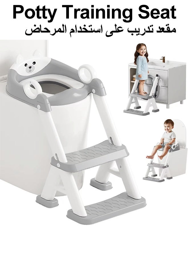 Baby Potty Seat ,Potty Training Seat,Baby Potty Training Seat  with Ladder,Folding Trainer Toilet Potty with Handles,Cushion and Splash Guard,Toddler Kids Potty Chair with High Back Support, Portable Folding Trainer Toilet Potty,Kids Potty Chair Kids Potty Seat For Baby Kids - Image 1