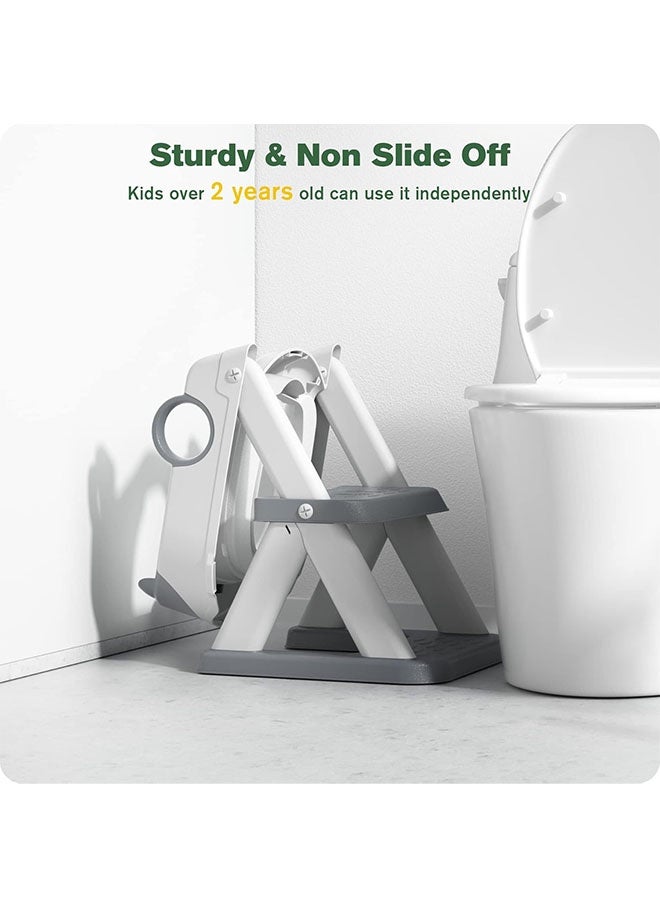 Baby Potty Seat ,Potty Training Seat,Baby Potty Training Seat  with Ladder,Folding Trainer Toilet Potty with Handles,Cushion and Splash Guard,Toddler Kids Potty Chair with High Back Support, Portable Folding Trainer Toilet Potty,Kids Potty Chair Kids Potty Seat For Baby Kids - Image 4