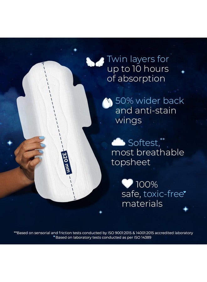 Nua فوط صحية نوا للراحة طوال الليل | عبوة من 10 (XL++ 320 مم) | حماية بطبقتين | ظهر أوسع بنسبة 50% وأجنحة مضادة للبقع | امتصاص يصل إلى 10 ساعات | فائقة النعومة وقابلة للتنفس | بدون طفح جلدي | خالية من المواد السامة 100% - Image 4