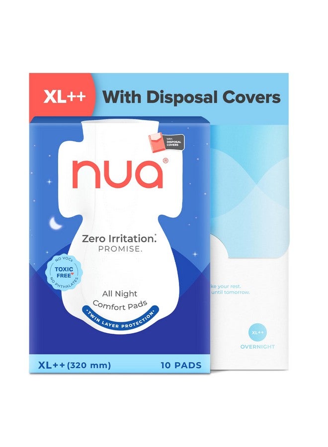 Nua فوط صحية نوا للراحة طوال الليل | عبوة من 10 (XL++ 320 مم) | حماية بطبقتين | ظهر أوسع بنسبة 50% وأجنحة مضادة للبقع | امتصاص يصل إلى 10 ساعات | فائقة النعومة وقابلة للتنفس | بدون طفح جلدي | خالية من المواد السامة 100% - Image 1