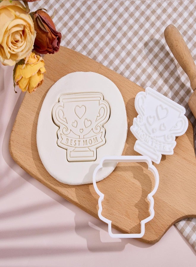 Flycalf Mothers Day Cookie Cutters with Plunger Stamps Handle Detailed 3.5" Best Mom Metal PLA Cutters for Baking with Grandma, Easy Press Tool for Picture Cookies - Image 2