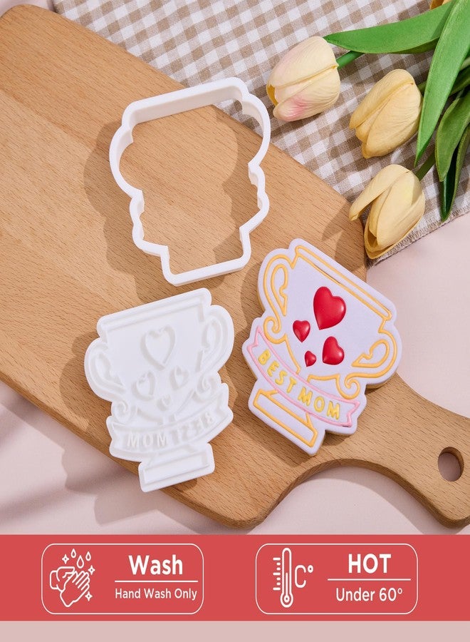 Flycalf Mothers Day Cookie Cutters with Plunger Stamps Handle Detailed 3.5" Best Mom Metal PLA Cutters for Baking with Grandma, Easy Press Tool for Picture Cookies - Image 4