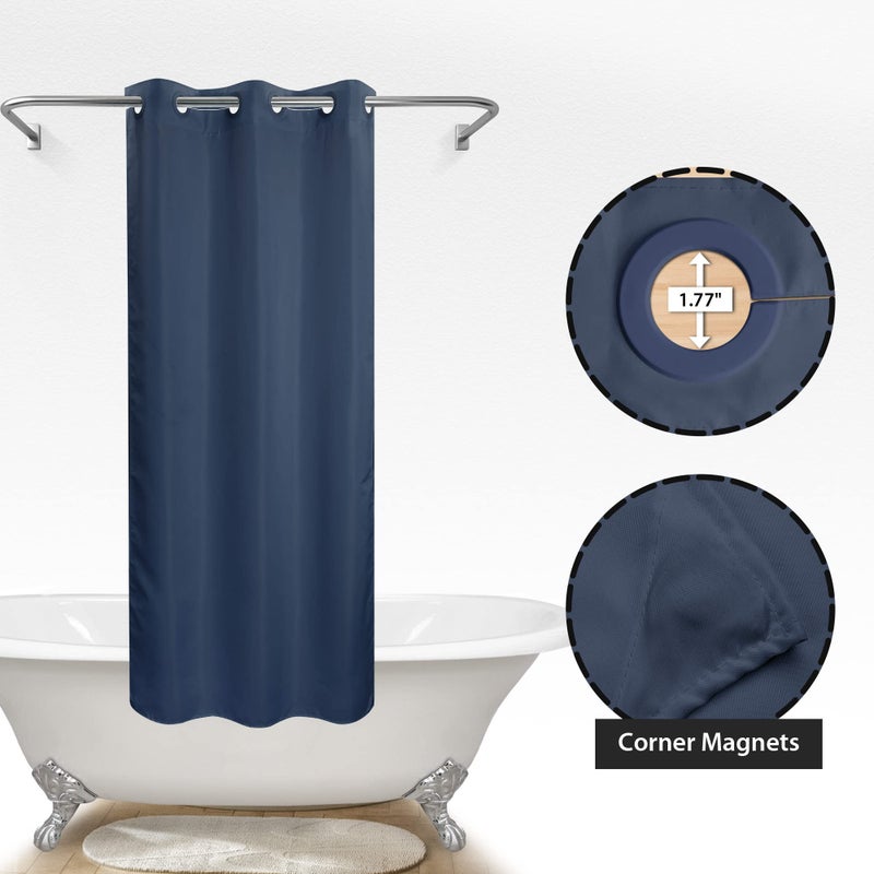 River Dream Scond Size No Hook Navy Blue Shower Curtain Soft Microfiber - 36 "" Wide Small Fabric Surtain Stain for Narrow Stall Racking and Downbort Bottom Magnets Navy Blue 36x74 - Image 4