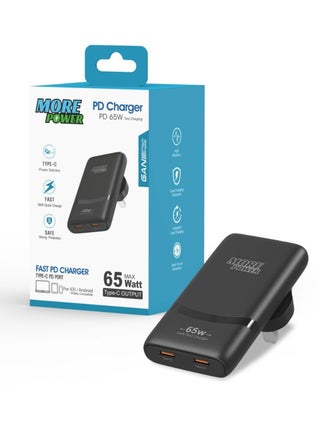 شاحن مور باور منزلي نحيف 65 واط بتقنية GAN - بمنفذين USB-C PD 3.0 لشحن سريع وآمن متوافق مع أجهزة iOS وAndroid واللابتوبات والأجهزة اللوحية - pzsku/Z0D995CF7DE0E066CDD32Z/45/1752560329/46eaee94-851e-4337-947d-2b44da903d5c