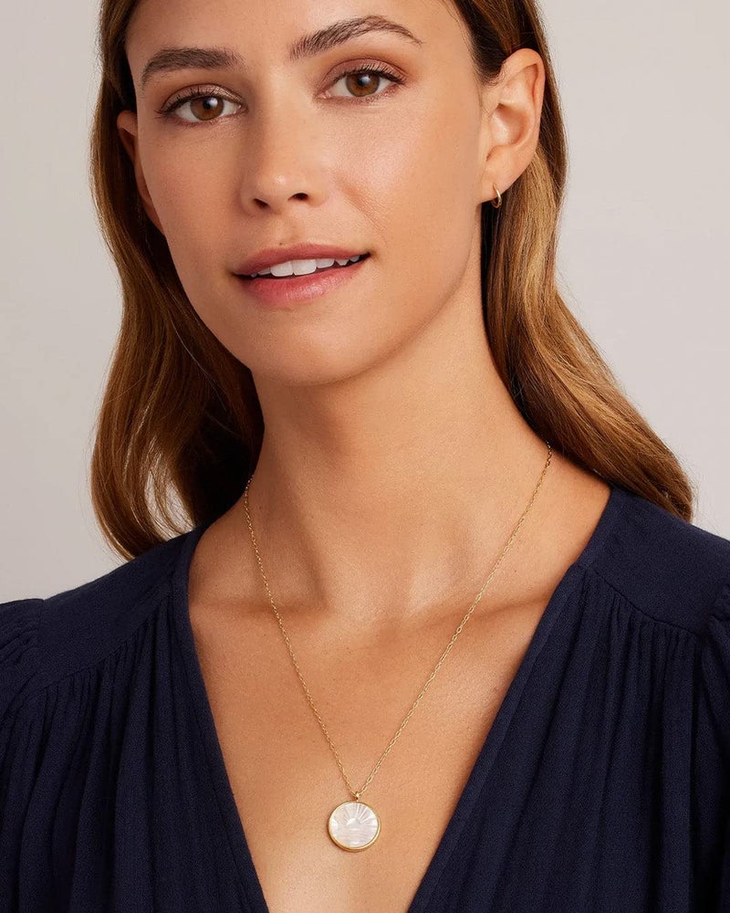 gorjana - Sunset Etched Necklace 19"-21" - 18k Gold-Plated - Mother of Pearl Pendant, Adjustable Chain - Layering Necklaces - Ideal Gifting Packaging - Image 4