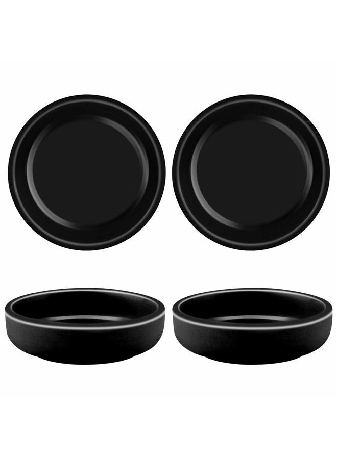 Cyimi 3.5" Ceramic Side Dish Set of 4 Small Porcelain Soy Dipping Sauce Dishes Black Seasoning Sauce Bowls Dinnerware Sets Sauce Serving Dishes - Image 1