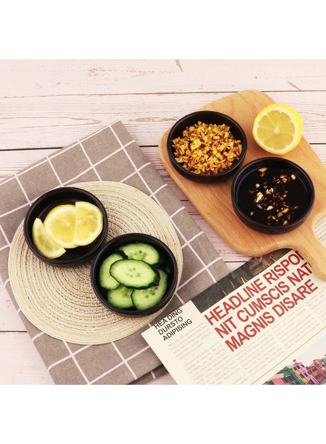 Cyimi 3.5" Ceramic Side Dish Set of 4 Small Porcelain Soy Dipping Sauce Dishes Black Seasoning Sauce Bowls Dinnerware Sets Sauce Serving Dishes - Image 4