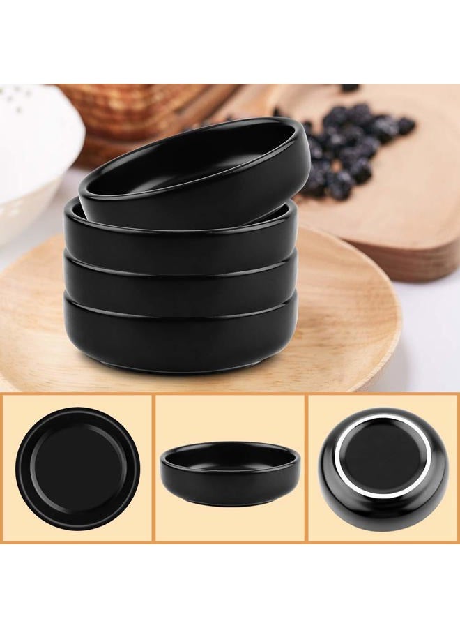Cyimi 3.5" Ceramic Side Dish Set of 4 Small Porcelain Soy Dipping Sauce Dishes Black Seasoning Sauce Bowls Dinnerware Sets Sauce Serving Dishes - Image 3