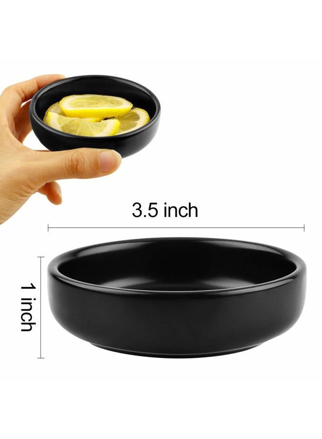 Cyimi 3.5" Ceramic Side Dish Set of 4 Small Porcelain Soy Dipping Sauce Dishes Black Seasoning Sauce Bowls Dinnerware Sets Sauce Serving Dishes - Image 2