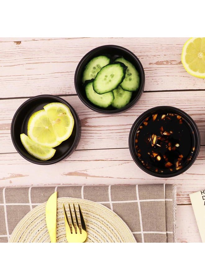Cyimi 3.5" Ceramic Side Dish Set of 4 Small Porcelain Soy Dipping Sauce Dishes Black Seasoning Sauce Bowls Dinnerware Sets Sauce Serving Dishes - Image 5