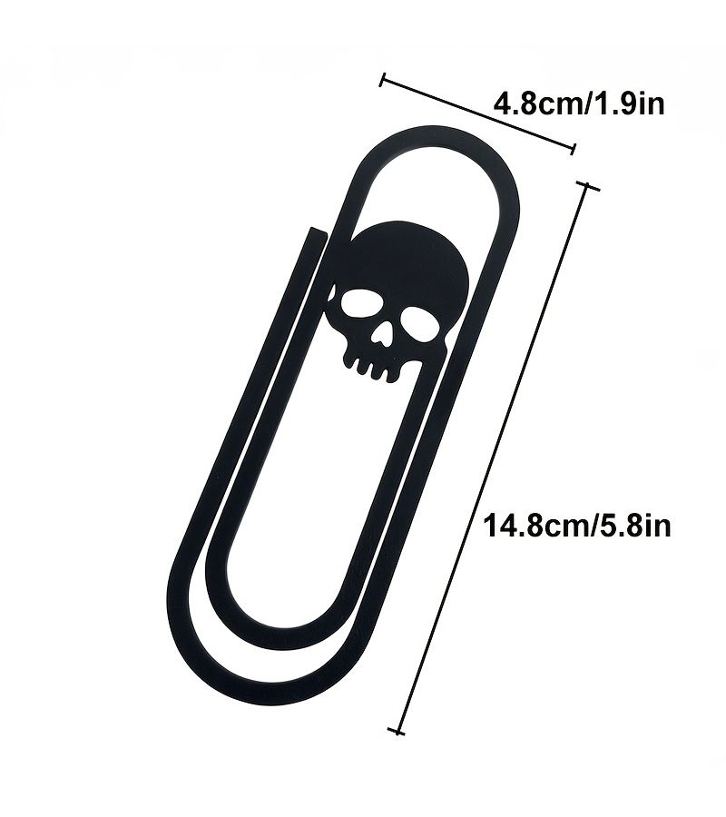 Creative White Skull Bookmark Paperclip Design Gothic Reading Accessory - Image 2