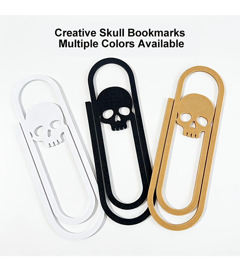 Creative White Skull Bookmark Paperclip Design Gothic Reading Accessory - Image 3
