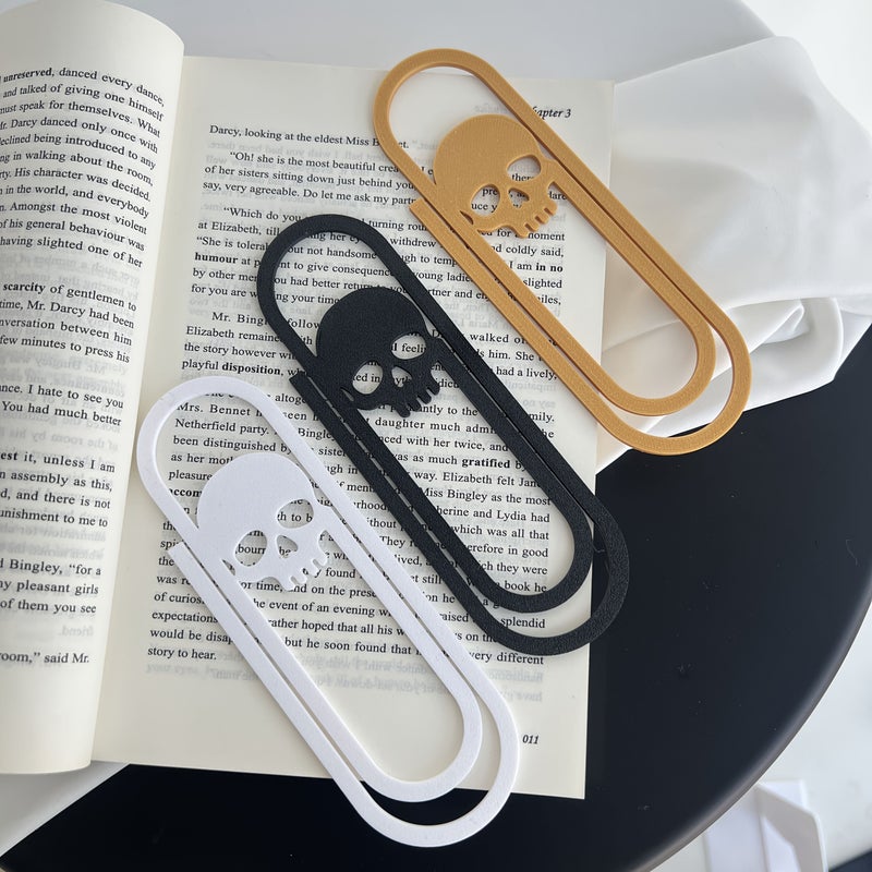 Creative White Skull Bookmark Paperclip Design Gothic Reading Accessory - Image 5