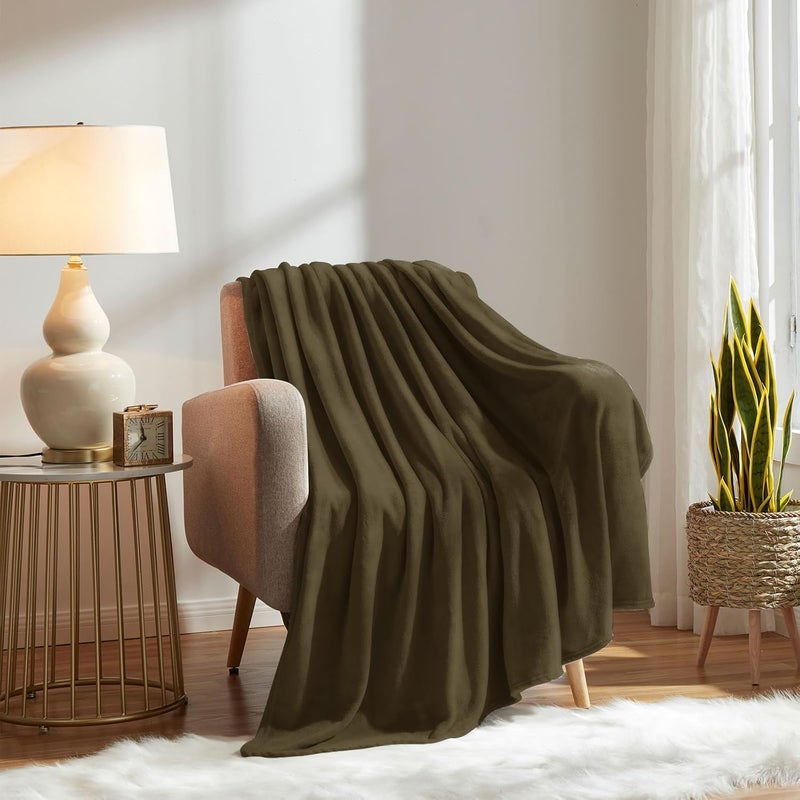 KMUSET Fleece Blanket Dark Brown Lightweight Super Soft Cozy Fuzzy Bed Blankets Microfiber Factory Shop - Image 3