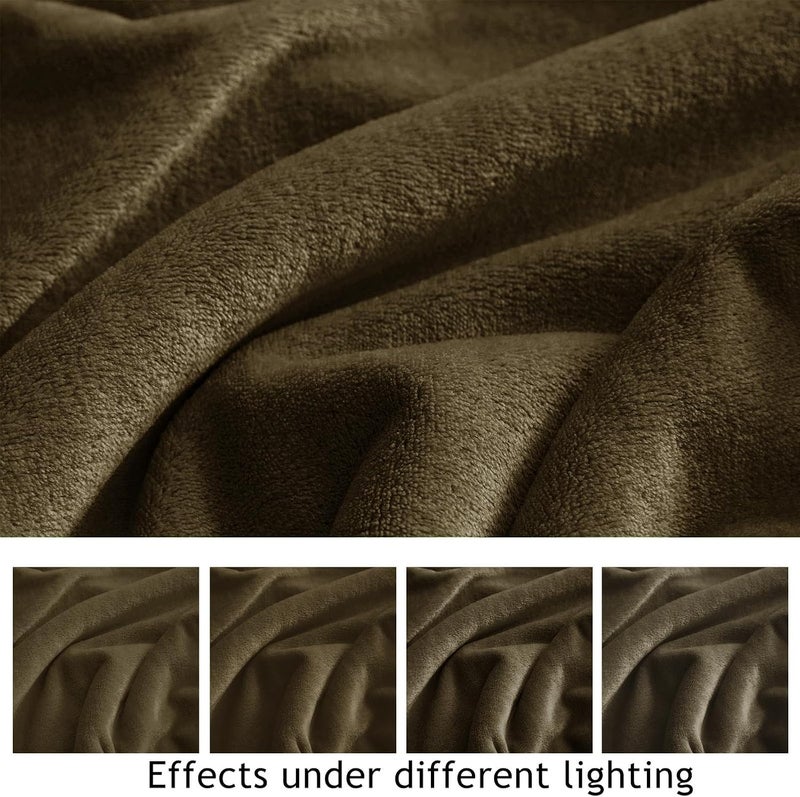 KMUSET Fleece Blanket Dark Brown Lightweight Super Soft Cozy Fuzzy Bed Blankets Microfiber Factory Shop - Image 2