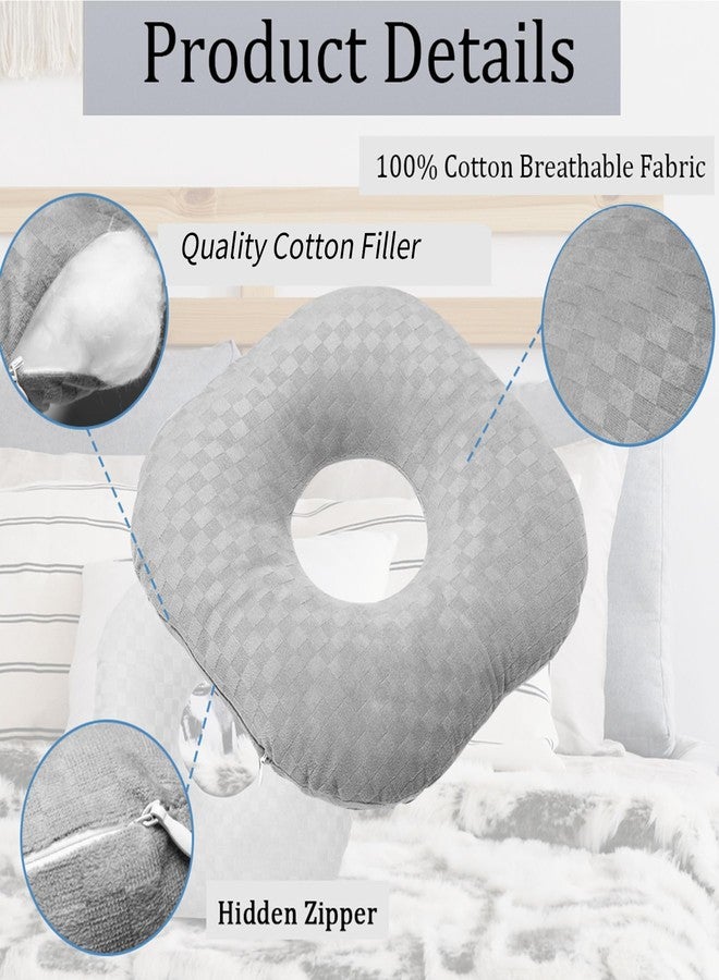 Wuronsa Ear Piercing Pillow for Side Sleepers with an Ear Hole for CNH and Ear Pain Ear Inflammation Pressure Sores, Cotton O-Shaped Side Sleeping Pillow, Ear Guard Pillow - Image 4