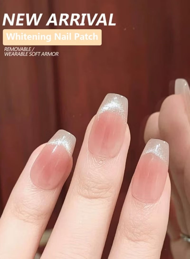 kaixin Cat Eyes Press On Nails - Medium Coffin False Nails With Glitter Designs, Glossy Full Cover Stick On Nails - 24 Pcs - Image 2