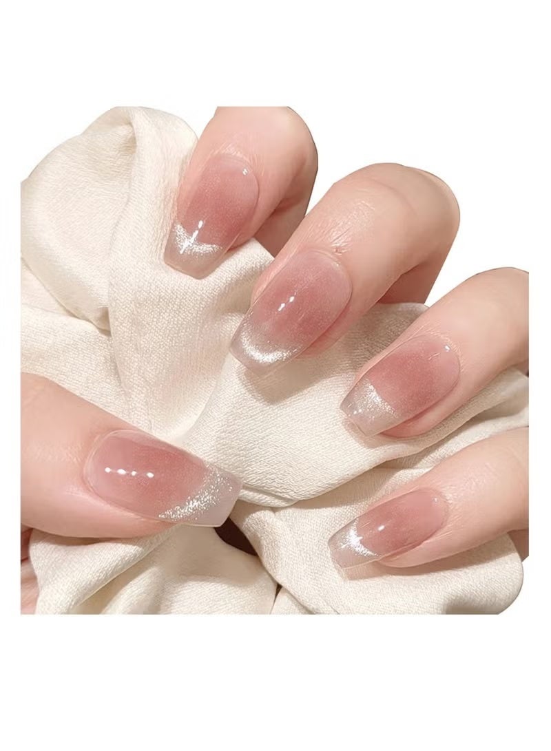 kaixin Cat Eyes Press On Nails - Medium Coffin False Nails With Glitter Designs, Glossy Full Cover Stick On Nails - 24 Pcs - Image 4