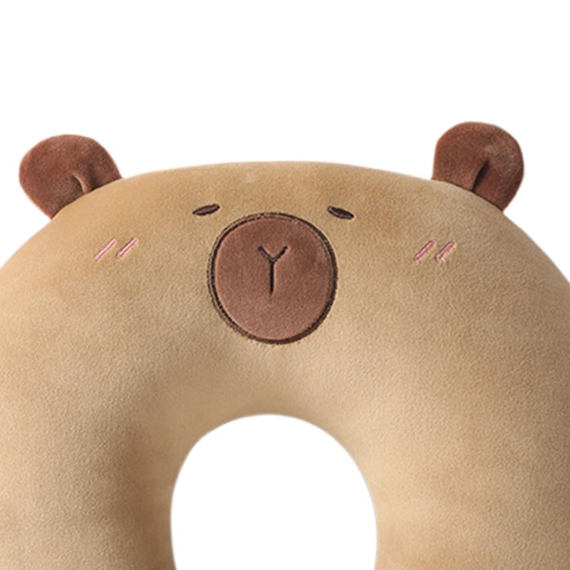 Type A Capybara Plush 2 In 1 U Shaped Travel Neck Pillow Memory Foam Support For Adults Kids Airplane Car - Image 4