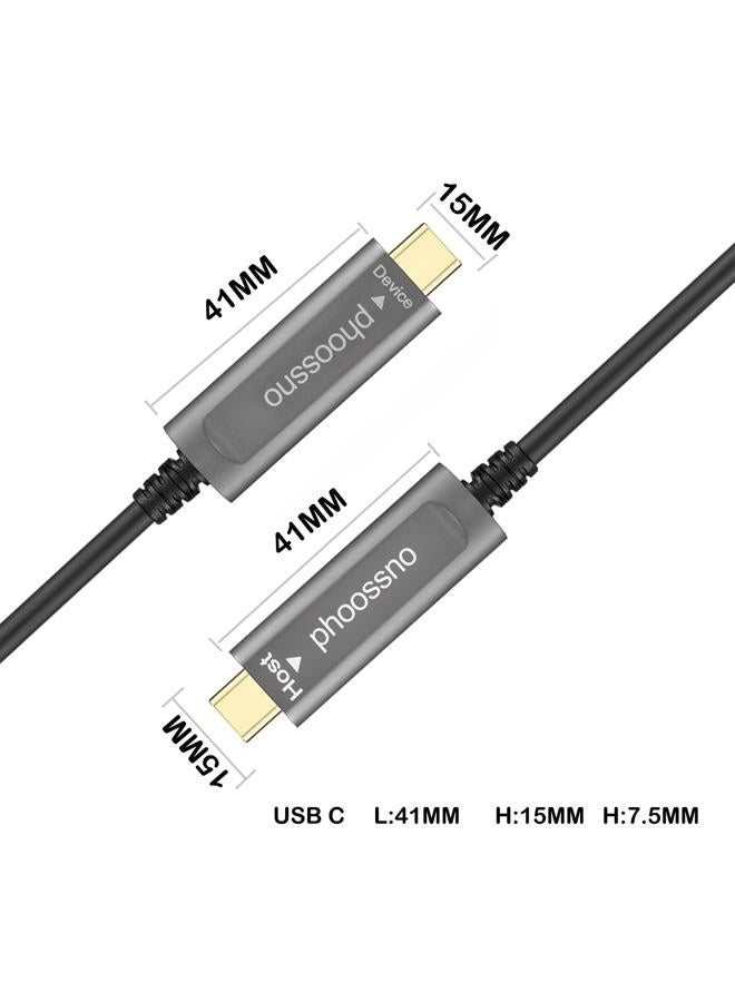 USB C to C Fiber Optical Cable USB 3.1 Type C Cable 10Gbps 65FT Compatible with Microsoft Azure Logitech Camera Aver &Vaddio & Barco ClickShare Touch Screen Kinect Intel RealSense