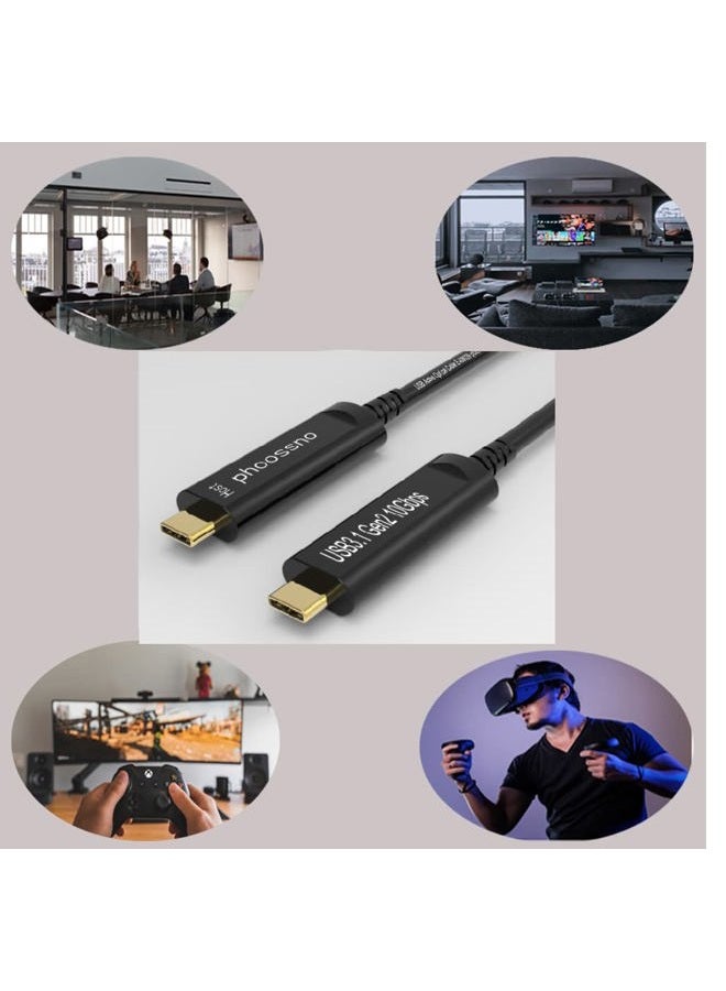 USB C to C Fiber Optical Cable USB 3.1 Type C Cable 10Gbps 65FT Compatible with Microsoft Azure Logitech Camera Aver &Vaddio & Barco ClickShare Touch Screen Kinect Intel RealSense