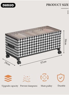 DUNISO Non-Woven Fabric Storage Box with Transparent Lid, Strong Handle and 4 Wheels, Stylish Black and White Two-Tone Pattern and Metal Frame,Large Capacity Storage Organizer For Clothes Toys  - Image 4