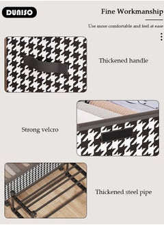 DUNISO Non-Woven Fabric Storage Box with Transparent Lid, Strong Handle and 4 Wheels, Stylish Black and White Two-Tone Pattern and Metal Frame,Large Capacity Storage Organizer For Clothes Toys  - Image 2