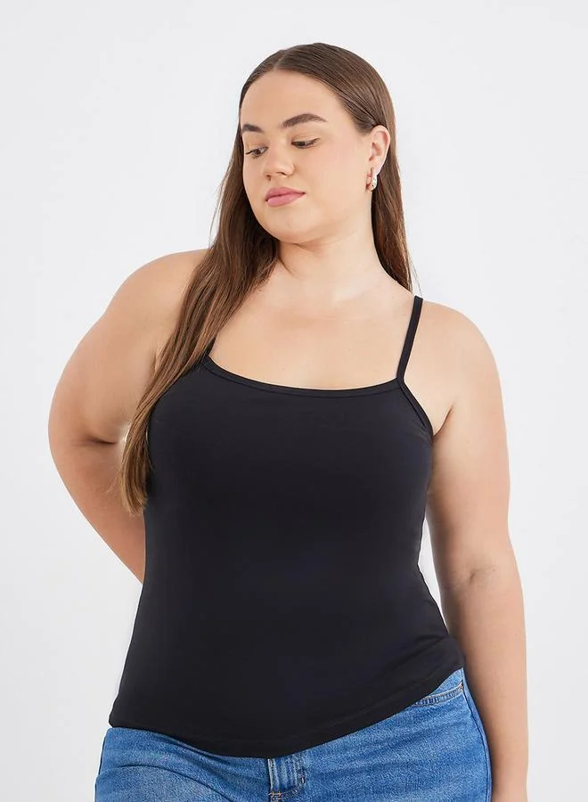 Styli Plus Size Black Strappy Tank Top